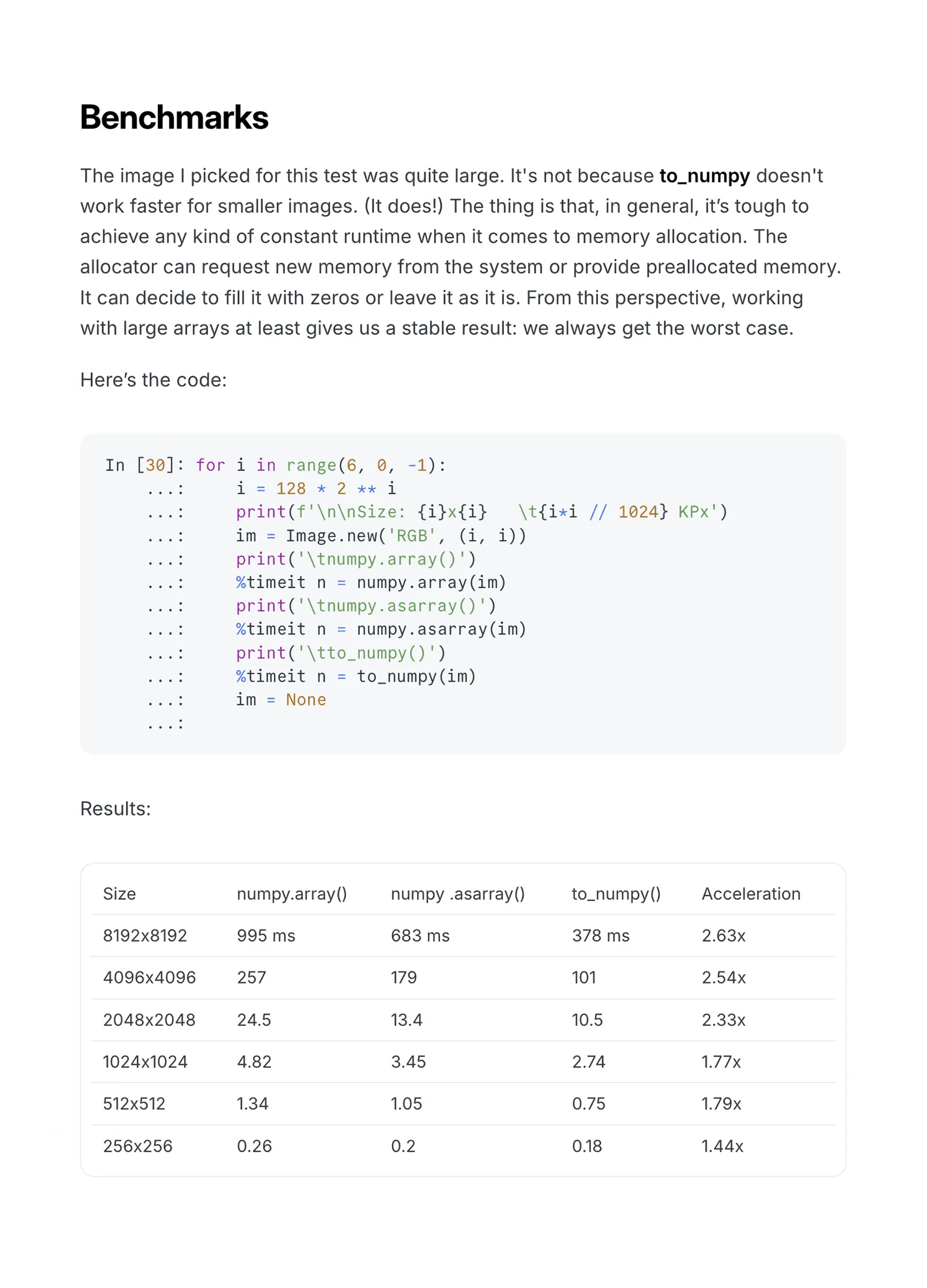 Tables, code blocks, and combinations of elements across blog pages